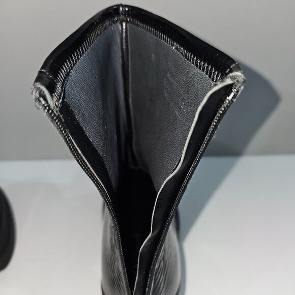 NEW Free People Double Stack Ankle Boot EU Size 40 Black Patent Leather Platform - Picture 10 of 14